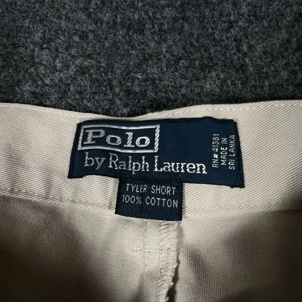 Polo Ralph Lauren Tyler Short Mens 31 Beige Pleated Cotton Twill Chino 9 Inseam